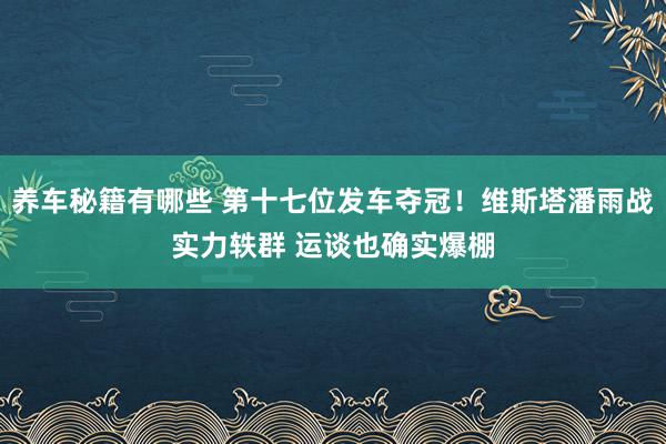 养车秘籍有哪些 第十七位发车夺冠！维斯塔潘雨战实力轶群 运谈也确实爆棚