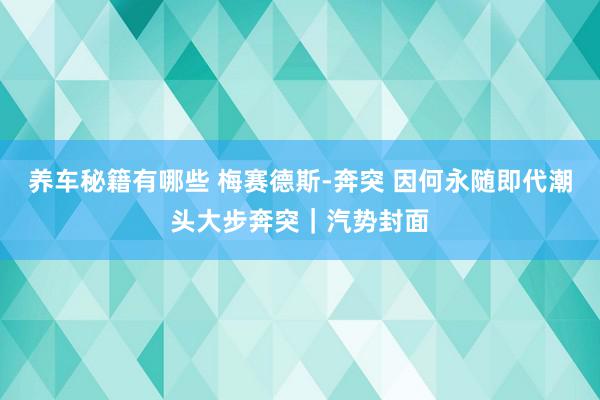 养车秘籍有哪些 梅赛德斯-奔突 因何永随即代潮头大步奔突｜汽势封面