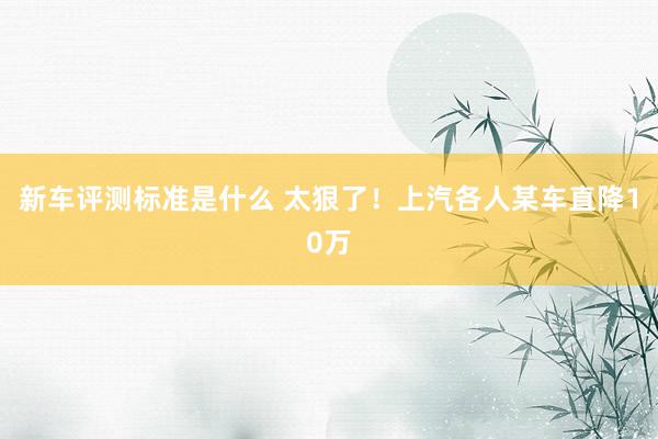 新车评测标准是什么 太狠了！上汽各人某车直降10万