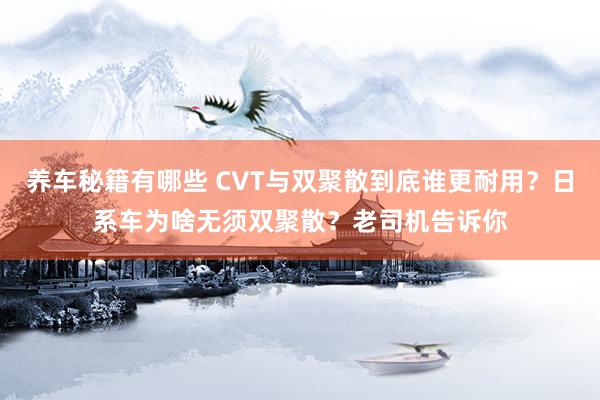 养车秘籍有哪些 CVT与双聚散到底谁更耐用？日系车为啥无须双聚散？老司机告诉你