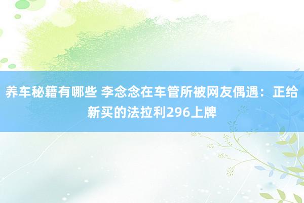 养车秘籍有哪些 李念念在车管所被网友偶遇：正给新买的法拉利296上牌