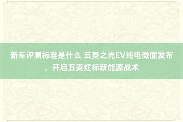 新车评测标准是什么 五菱之光EV纯电微面发布，开启五菱红标新能源战术