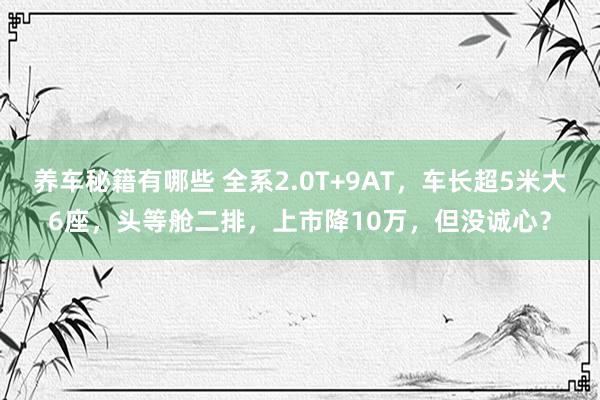 养车秘籍有哪些 全系2.0T+9AT，车长超5米大6座，头等舱二排，上市降10万，但没诚心？