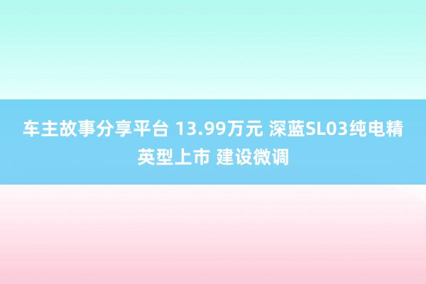 车主故事分享平台 13.99万元 深蓝SL03纯电精英型上市 建设微调