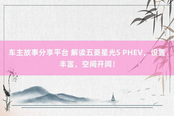 车主故事分享平台 解读五菱星光S PHEV，设置丰富，空间开阔！