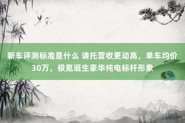 新车评测标准是什么 请托营收更动高，单车均价30万，极氪诞生豪华纯电标杆形象