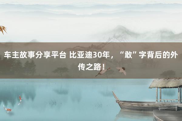 车主故事分享平台 比亚迪30年，“敢”字背后的外传之路！