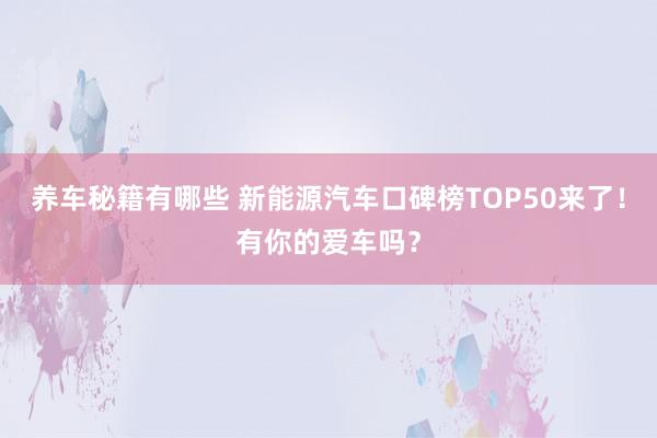 养车秘籍有哪些 新能源汽车口碑榜TOP50来了！有你的爱车吗？