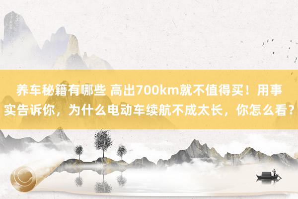 养车秘籍有哪些 高出700km就不值得买！用事实告诉你，为什么电动车续航不成太长，你怎么看？