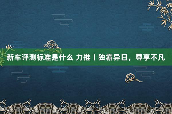 新车评测标准是什么 力推丨独霸异日，尊享不凡