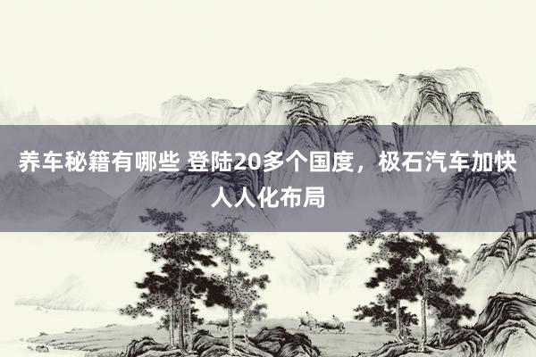 养车秘籍有哪些 登陆20多个国度，极石汽车加快人人化布局