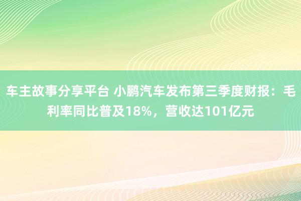 车主故事分享平台 小鹏汽车发布第三季度财报：毛利率同比普及18%，营收达101亿元