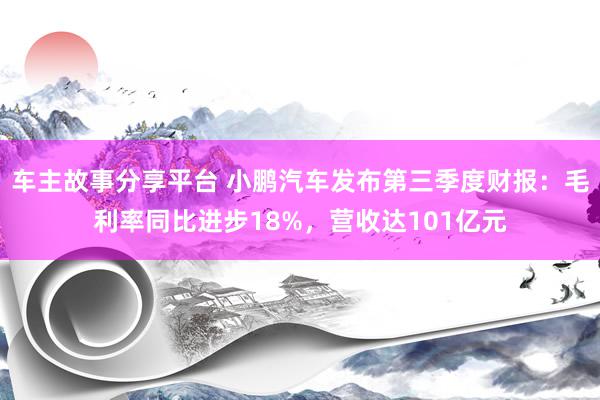 车主故事分享平台 小鹏汽车发布第三季度财报：毛利率同比进步18%，营收达101亿元