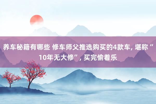 养车秘籍有哪些 修车师父推选购买的4款车, 堪称“10年无大修”, 买完偷着乐