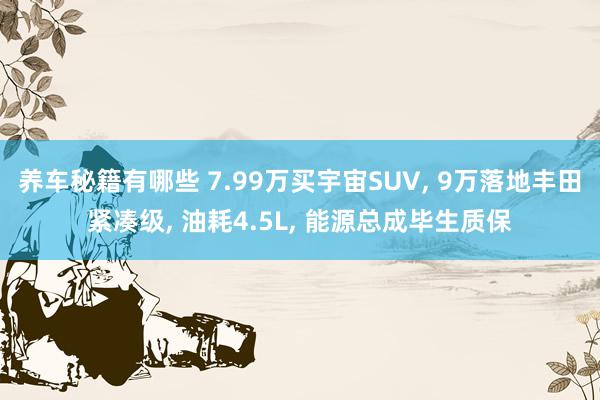 养车秘籍有哪些 7.99万买宇宙SUV, 9万落地丰田紧凑级, 油耗4.5L, 能源总成毕生质保