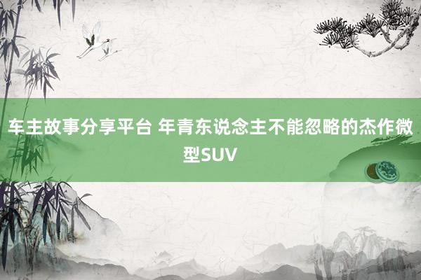 车主故事分享平台 年青东说念主不能忽略的杰作微型SUV