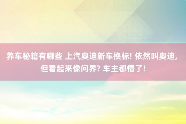 养车秘籍有哪些 上汽奥迪新车换标! 依然叫奥迪, 但看起来像问界? 车主都懵了!