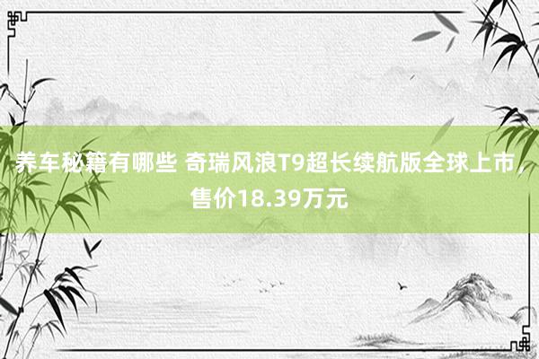 养车秘籍有哪些 奇瑞风浪T9超长续航版全球上市，售价18.39万元