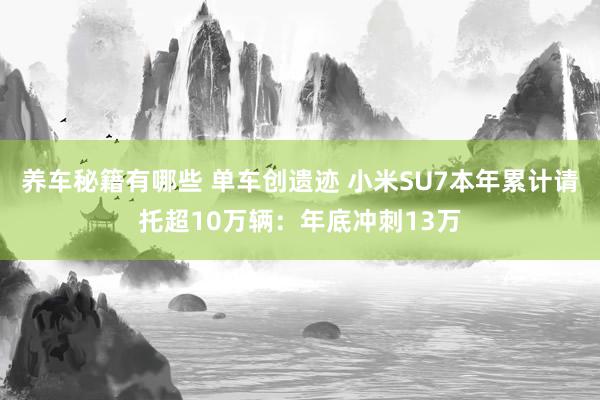 养车秘籍有哪些 单车创遗迹 小米SU7本年累计请托超10万辆：年底冲刺13万