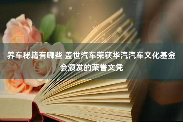 养车秘籍有哪些 盖世汽车荣获华汽汽车文化基金会颁发的荣誉文凭