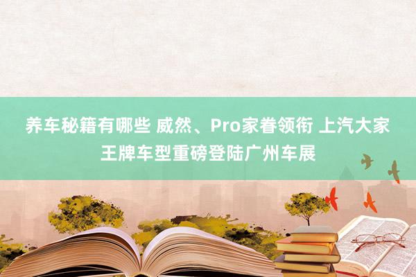 养车秘籍有哪些 威然、Pro家眷领衔 上汽大家王牌车型重磅登陆广州车展