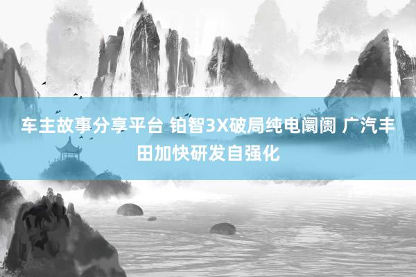 车主故事分享平台 铂智3X破局纯电阛阓 广汽丰田加快研发自强化