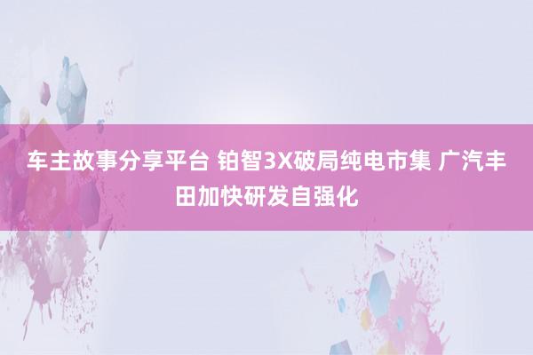 车主故事分享平台 铂智3X破局纯电市集 广汽丰田加快研发自强化