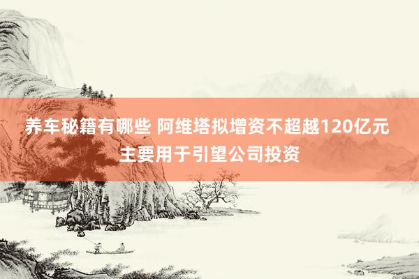 养车秘籍有哪些 阿维塔拟增资不超越120亿元 主要用于引望公司投资