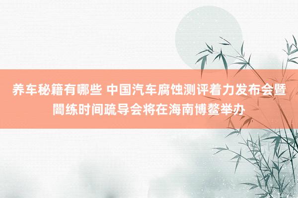 养车秘籍有哪些 中国汽车腐蚀测评着力发布会暨闇练时间疏导会将在海南博鳌举办